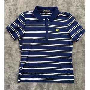 Masters Magnolia Lane 1/4 Zip Polo Womens Small Blue White Stripe Logo Augusta